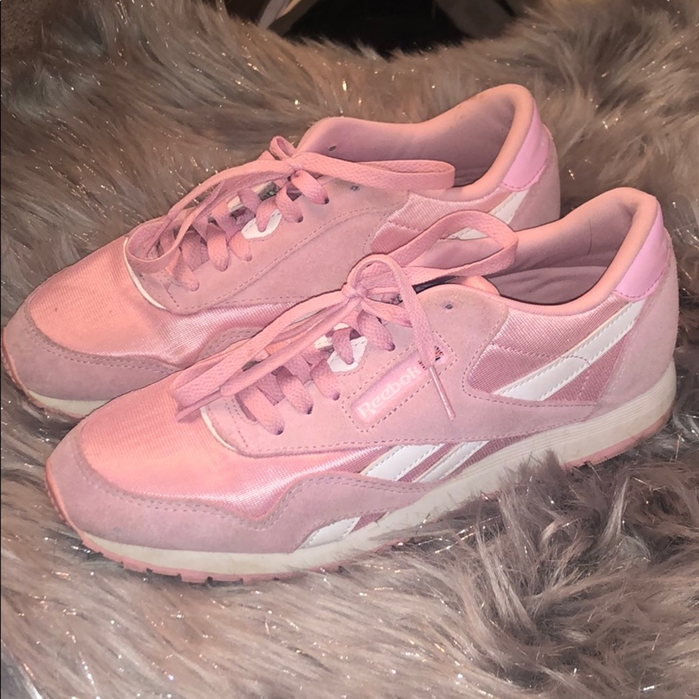 Reebok pink running shoes